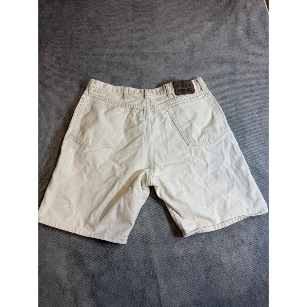 Vintage Wrangler Mens Denim Shorts 36 Off White Cream Cotton Made in USA 60601SO